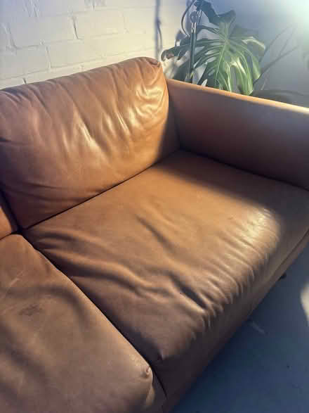 Photo of free Tan Leather Couch (Hackney E84) #2