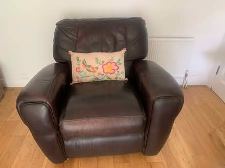 Photo of free Leather couch and armchair (Douglas.) #2