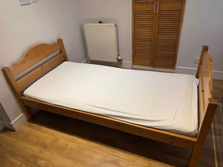 Photo of free Single wooden bed frame along with a mattress (Tollcross EH3) #1