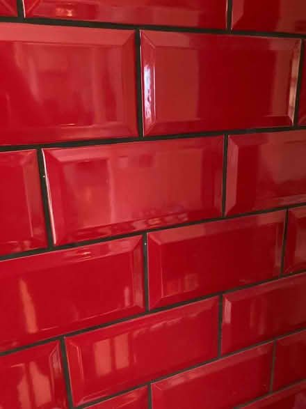 Photo of free Gloss red ceramic tiles, 10x20cm, approx 2.5 sq.m. (St Ives PE27) #1