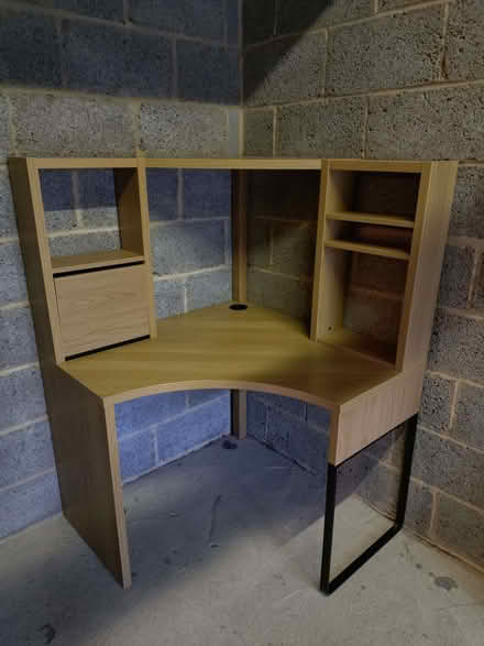 Photo of free Ikea Micke corner desk, oak effect (Guiseley LS20) #1