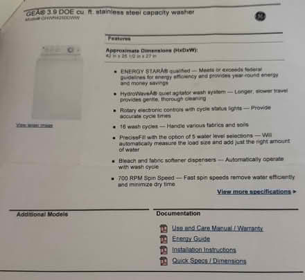 Photo of free GE Washing Machine (Cupertino) #3