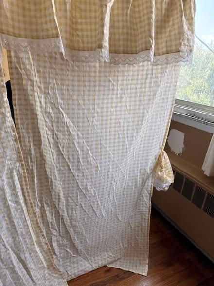 Photo of free Yellow Gingham Shower Curtain (Clason Point Bronx NY) #1