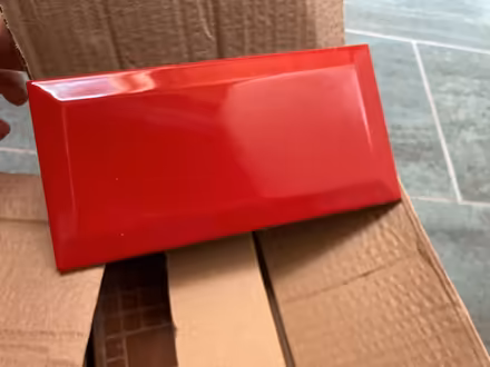 Photo of free Gloss red ceramic tiles, 10x20cm, approx 2.5 sq.m. (St Ives PE27) #3