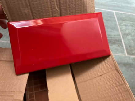 Photo of free Gloss red ceramic tiles, 10x20cm, approx 2.5 sq.m. (St Ives PE27) #3