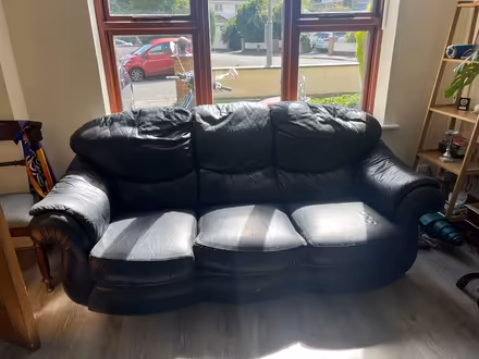 Photo of free Black Leather sofa and armchairs (Drumcondra) #2