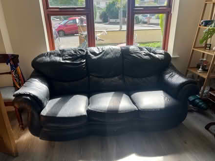 Photo of free Black Leather sofa and armchairs (Drumcondra) #2