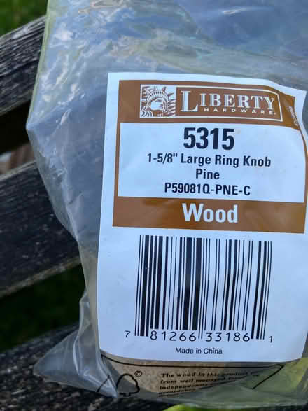 Photo of free 1-5/8 inch large ring knob pine & fitting x 7 (Newport on Tay DD6) #1