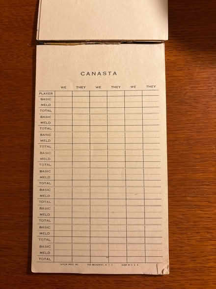 Photo of free Canasta score pad (Ossining) #2