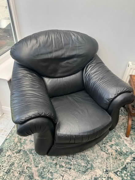 Photo of free Black Leather sofa and armchairs (Drumcondra) #1