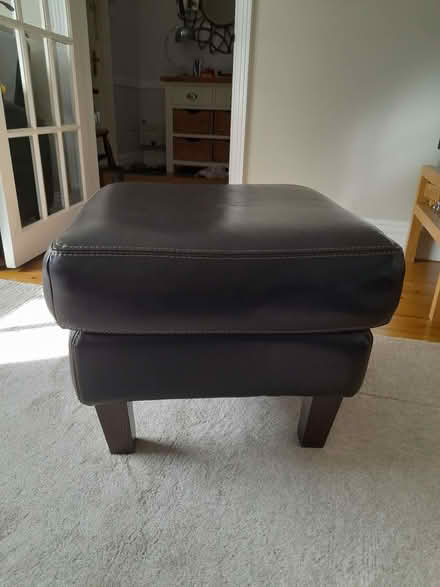 Photo of free Brown leather footstool (Cumnor Hill not Dean Court) (Dean Court OX2) #1