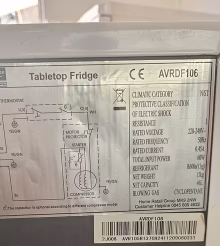 Photo of free Table Top Fridge 46ltr (CT8) #2