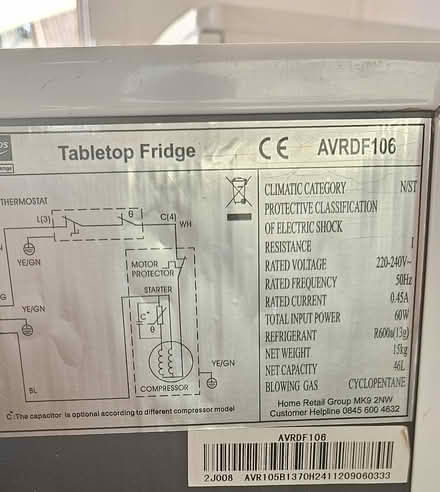 Photo of free Table Top Fridge 46ltr (CT8) #2