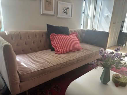 Photo of free Light pink velvet sofa (Tunbridge wells TN4) #1