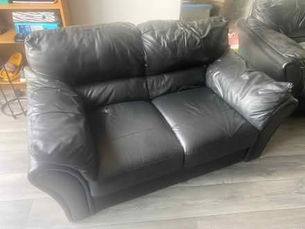 Photo of free 2 and 3 black leather sofa (Portslade Village BN41) #2