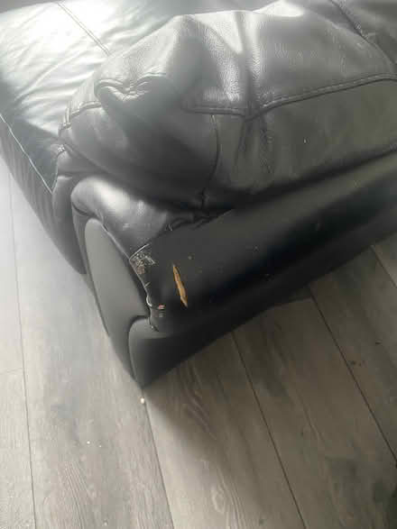 Photo of free 2 and 3 black leather sofa (Portslade Village BN41) #1