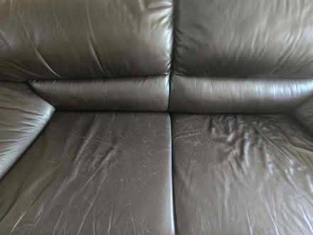 Photo of free Brown leather sofa- 3 seater (Epping CM16) #3