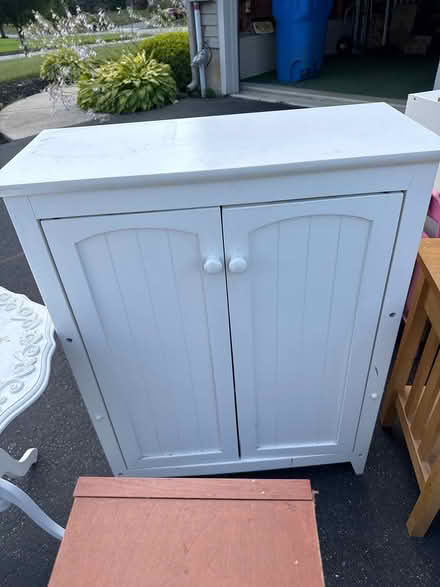 Photo of free Mid height white cabinet (Swedesboro - Gen Arthur elem) #1