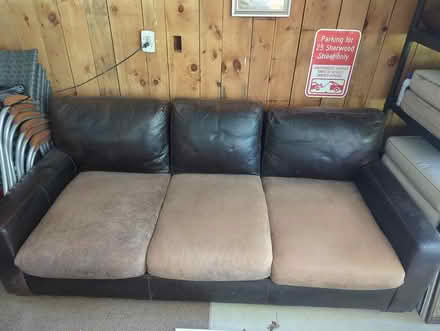 Photo of free Large Twin Size Brown Leather Couch (Trimtown Road near Danielson P) #1