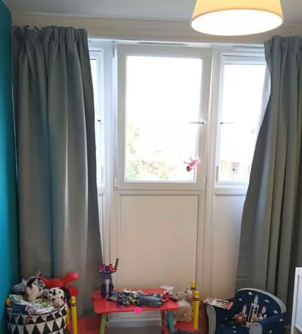 Photo of free 1 x pair of Blue blackout curtains (SW11) #3