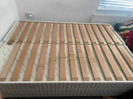 Photo of free Double Bed Frame (Wooden Slatted Base â No Mattress) (Greaves LA1) #1
