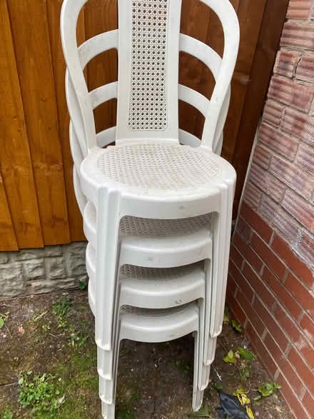 Photo of free 4 plastic garden chairs (Boldmere B73) #1