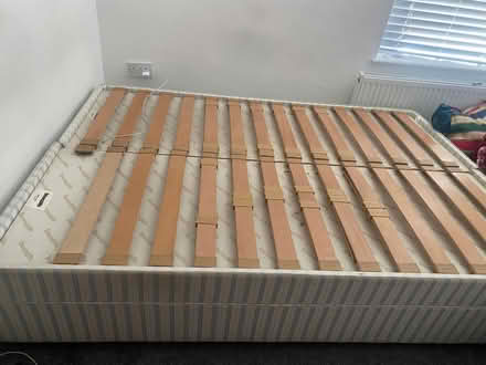 Photo of free Double Bed Frame (Wooden Slatted Base â No Mattress) (Greaves LA1) #2