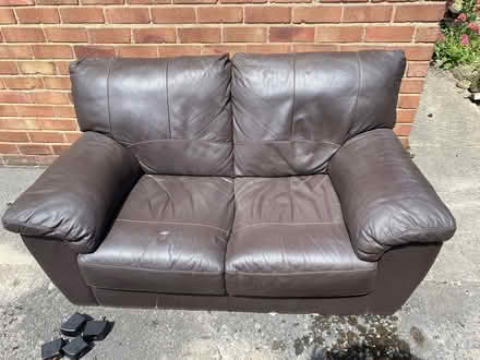 Photo of free 2 seater brown leather sofa (Romiley SK6) #2