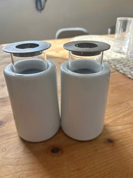 Photo of free 2 Tealight holders in white. (Norton LD8) #1