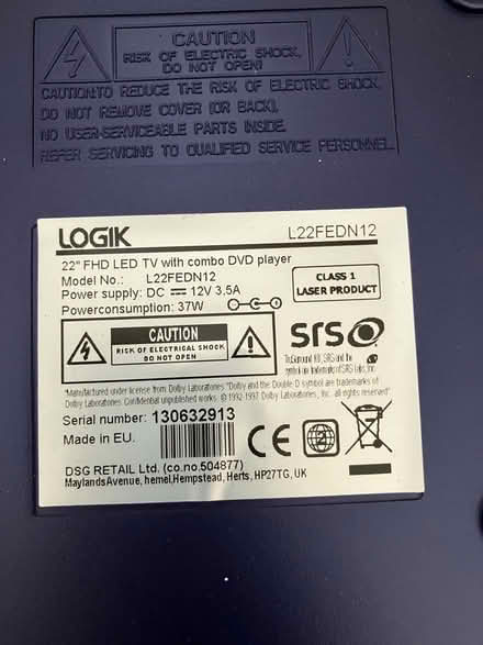 Photo of free Logik 22” TV / DVD (North Hinksey OX2) #3