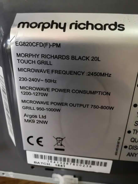 Photo of free Morphy Richards Microwave + grill (Mickleover DE3) #4