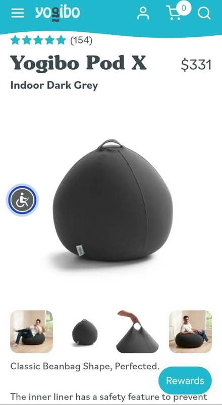 Photo of free Yogibo pod beanbag cover (grey) (The Beaches) #2