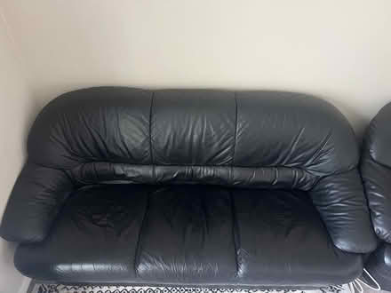 Photo of free Black leather sofa set: 3seater couch, 2 matching armchairs (Knightsfield AL8) #2