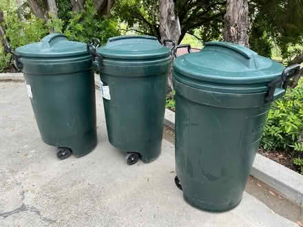 Photo of free 3 x 32 gallon cans in wheels (Eucalyptus Hill) #1