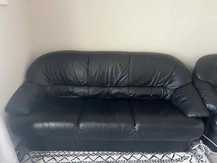 Photo of free Black leather sofa set: 3seater couch, 2 matching armchairs (Knightsfield AL8) #4