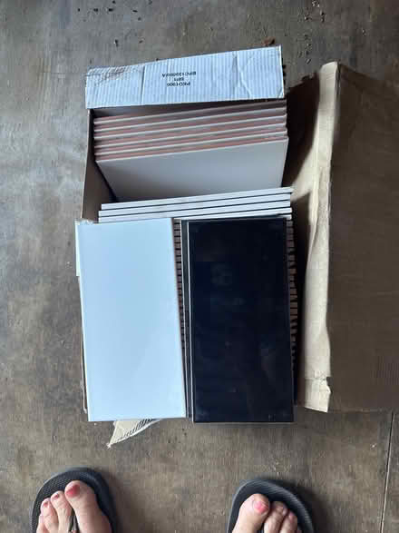 Photo of free Mixed box of white and black tiles (Wheathampstead AL4) #1