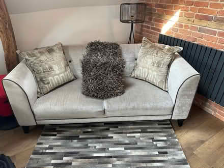 Photo of free Warm grey velvet sofa and chair (Burton green) #1