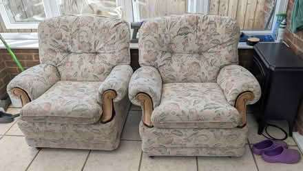Photo of free Laura Ashley chairs x 2 + footstool (Tadley, RG26) #1