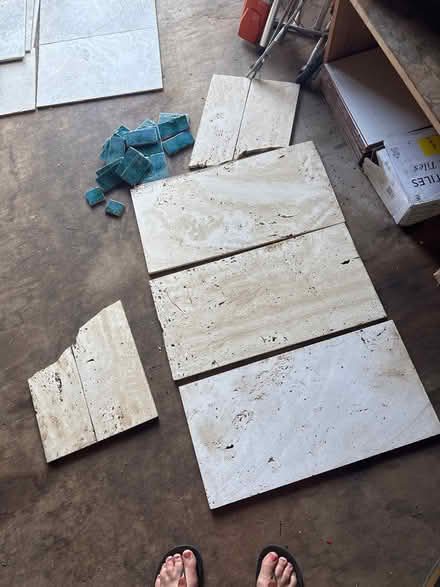 Photo of free 3 large and 2 half travertine tiles (Wheathampstead AL4) #1