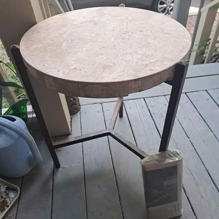 Photo of free marble top, metal leg table (Cambridge Walden @ Sherman) #1