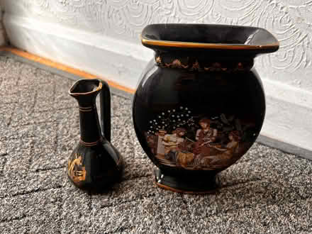 Photo of free 24ct gold rim black Greek jug and vase (Spondon DE21) #1