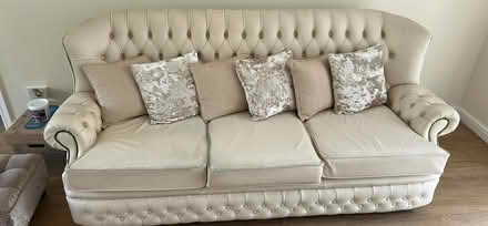 Photo of free Cream leather sofa and 2 chairs (CW5) #1