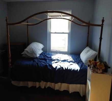 Photo of free Maple four poster twin bedframe (63119 Webster near Blackburn) #1