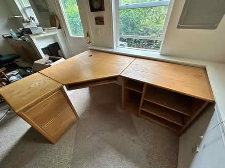 Photo of free Corner desk- oak plywood (Bothell) #1