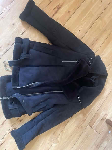 Photo of free Black topshop jacket biker suede style size 6 (Loddon NR14) #1
