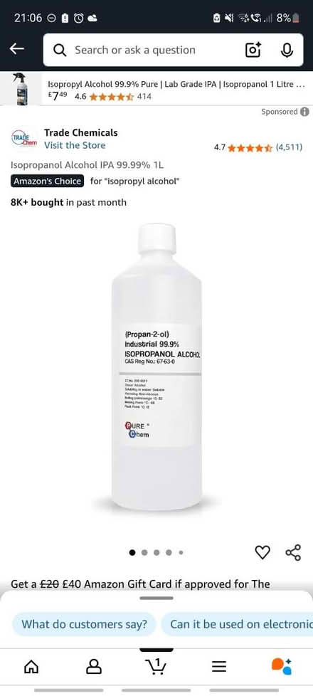 Photo of Isopropyl alcohol / ethanol (Norton Lees S8) #1