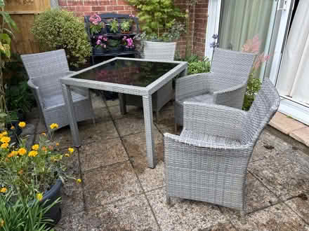 Photo of free Patio glass top table and 4 chairs (Waterlooville PO8) #1