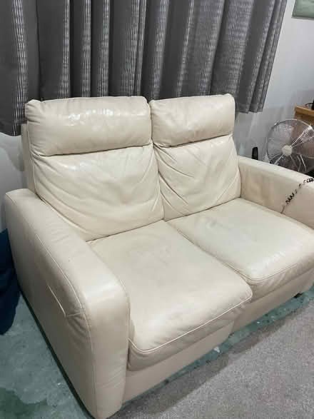 Photo of free 2 seater recliner on one side sofa Italian leather and chair (Conwy LL32) #2