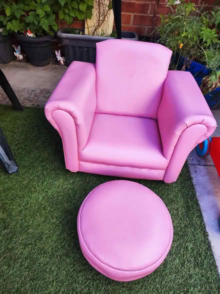 Photo of free Children's pink arm chair and stool (Glastonbury BA6) #1