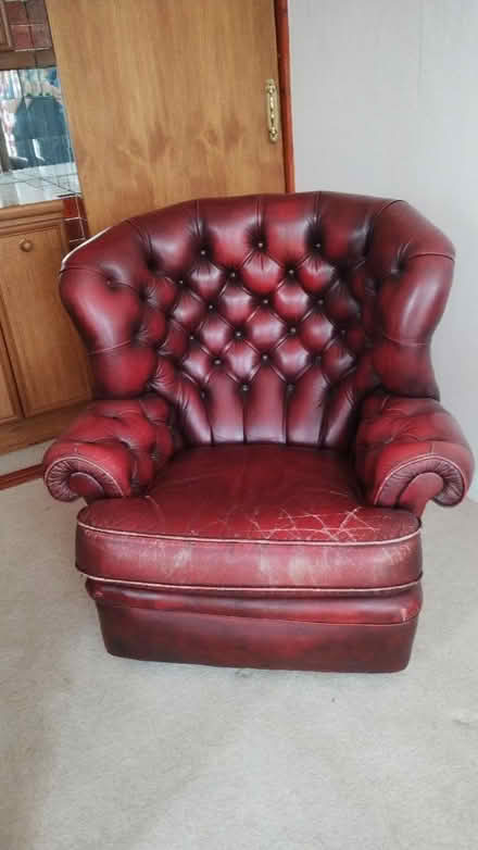 Photo of free Oxblood leather Chesterfield chair (Crofton) #1